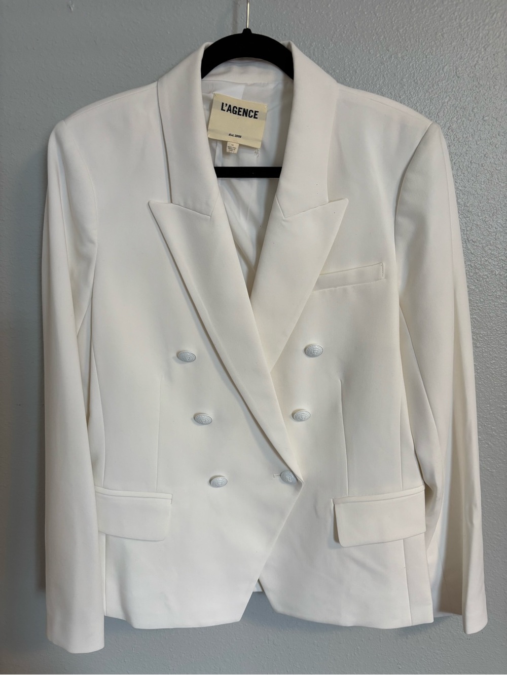 L'AGENCE Women's White Double-Breasted Blazer